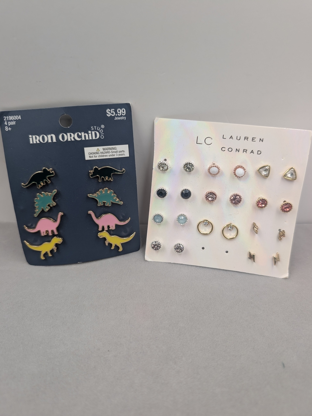 LC Lauren Conrad Iron Orchid Dinosaur Stud Earrings 15 Pair Lot | 0916